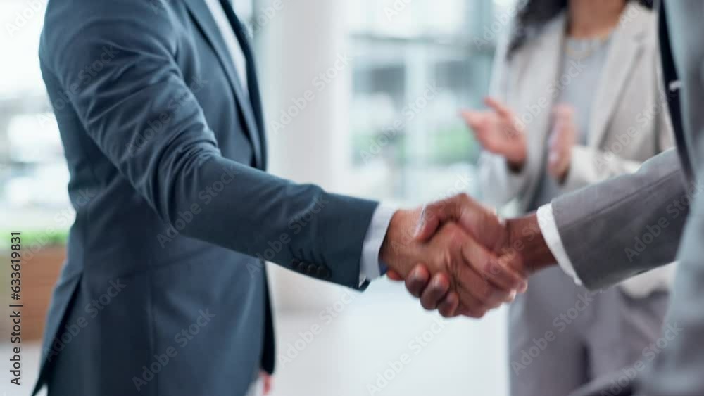 Handshake, business people and success in meeting, collaboration and b2b partnership, agreement and deal with teamwork. Employees, shaking hands and congratulations in crm networking or onboarding Handshake, business people and success in meeting, collaboration and b2b partnership, agreement and deal with teamwork. Employees, shaking hands and congratulations in crm networking or onboarding