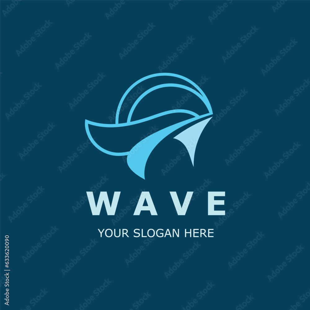 Water Wave logo simple modern, ocean wave design blue illustration icon vector