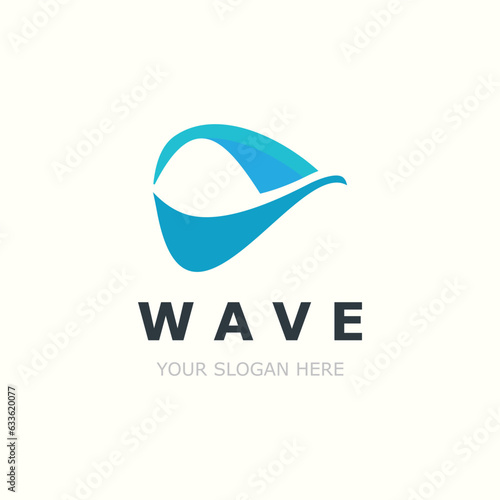 Water Wave logo simple modern, ocean wave design blue illustration icon vector