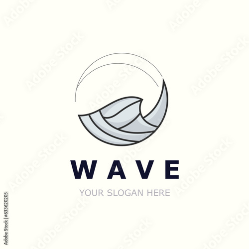 Water Wave logo simple modern, ocean wave design blue illustration icon vector