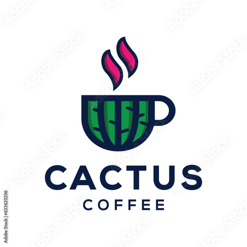 Cactus Coffee logo design template