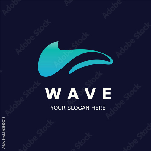 Water Wave logo simple modern, ocean wave design blue illustration icon vector