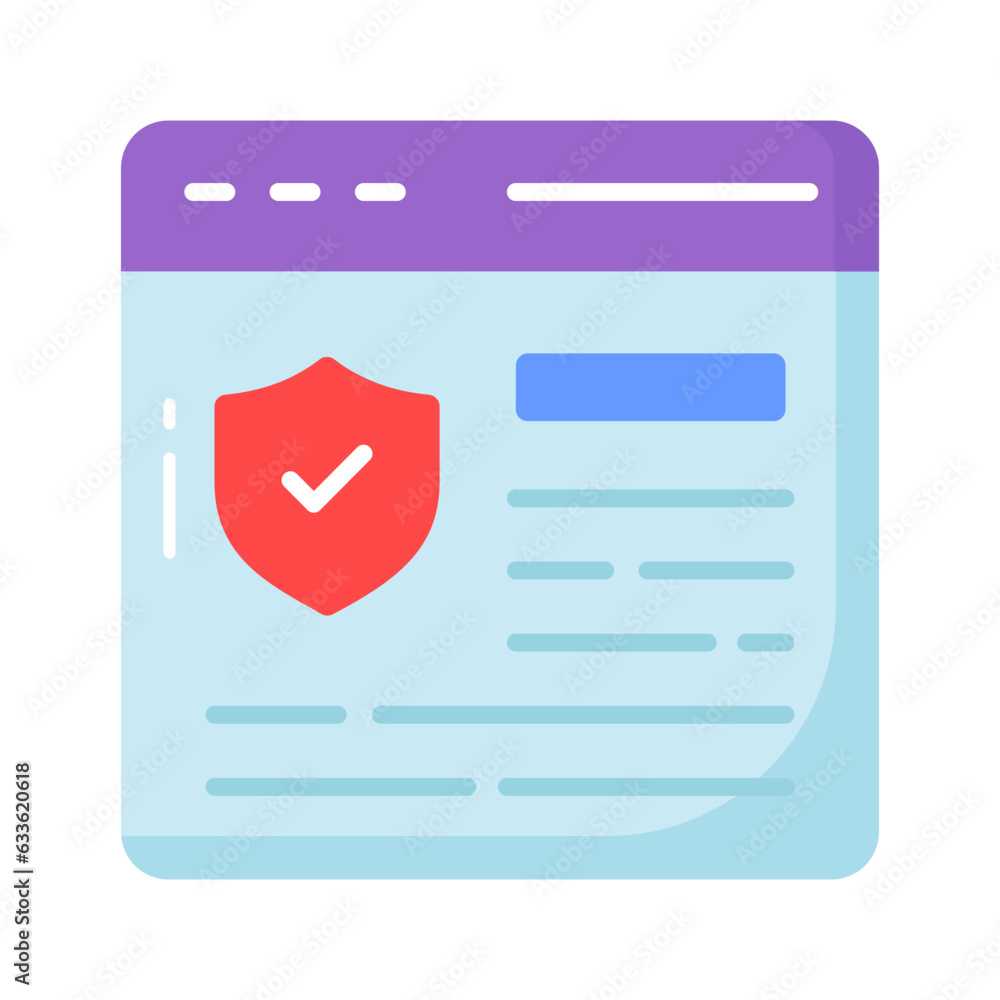 Web browser protection, secure website vector design, secure shield with webpage Web browser protection, secure website vector design, secure shield with webpage