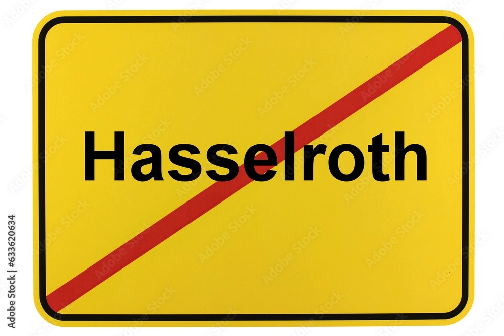 Illustration eines Ortsschildes der Gemeinde Hasselroth in Hessen Illustration eines Ortsschildes der Gemeinde Hasselroth in Hessen