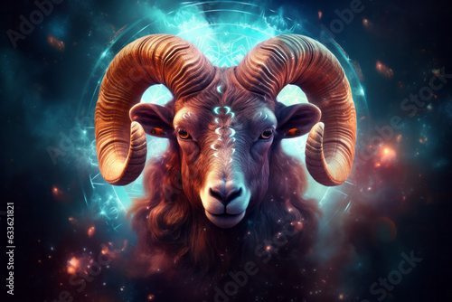 Aries Zodiac Sign in Enchanting Space with Magical Light