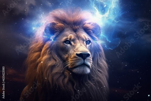 Enchanting Leo Zodiac Sign Illuminated by Celestial Light © bomoge.pl