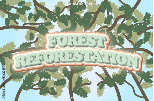 forest reforestation editable text effect emboss cartoon style