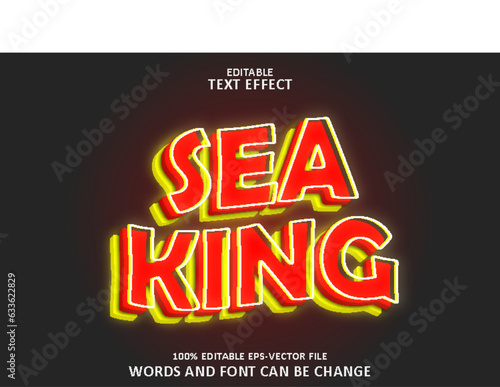 sea king text effect emboss neon style