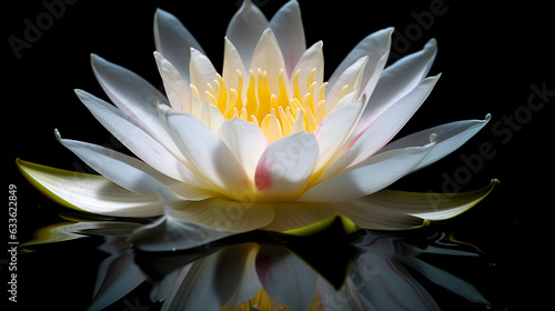 water lily isolated on black