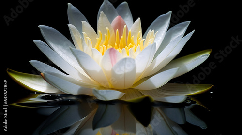water lily isolated on black