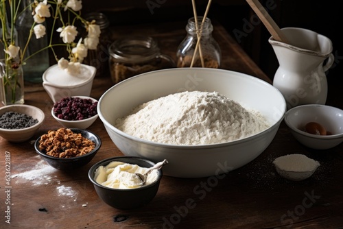 mixing ingredients in a bowl for scone dough