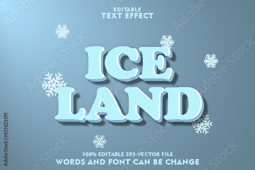 ice land editable text effect emboss cartoon style