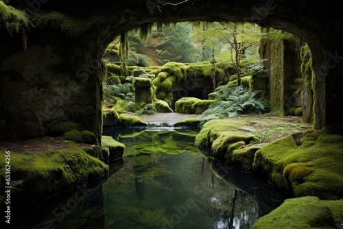 moss-covered stones framing a tranquil natural swimming pool
