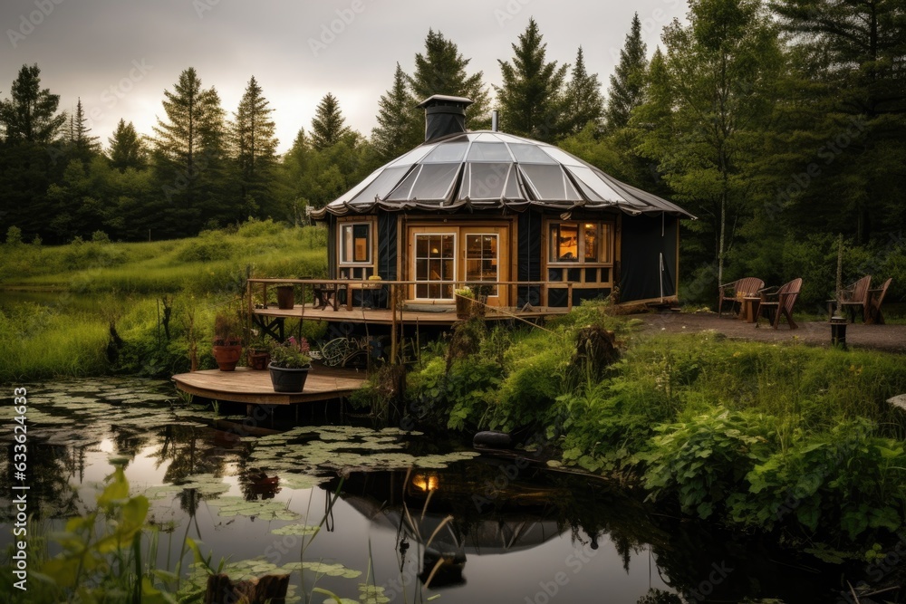 Obraz premium off-grid yurt surrounded by nature