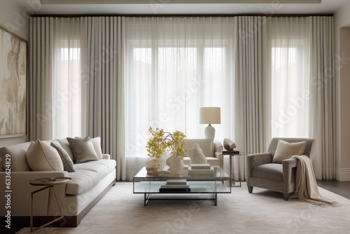 floor-to-ceiling curtains in neutral tones