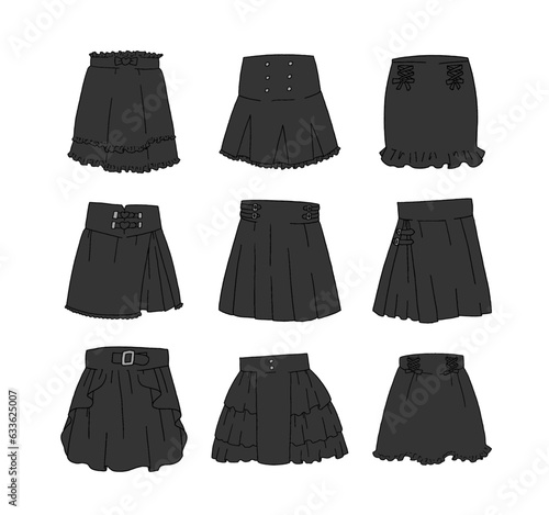黒のミニスカートのイラストセット