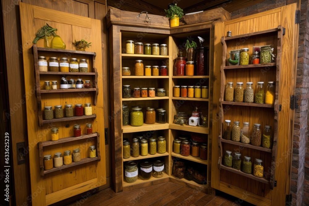 pantry door storage with various condiments