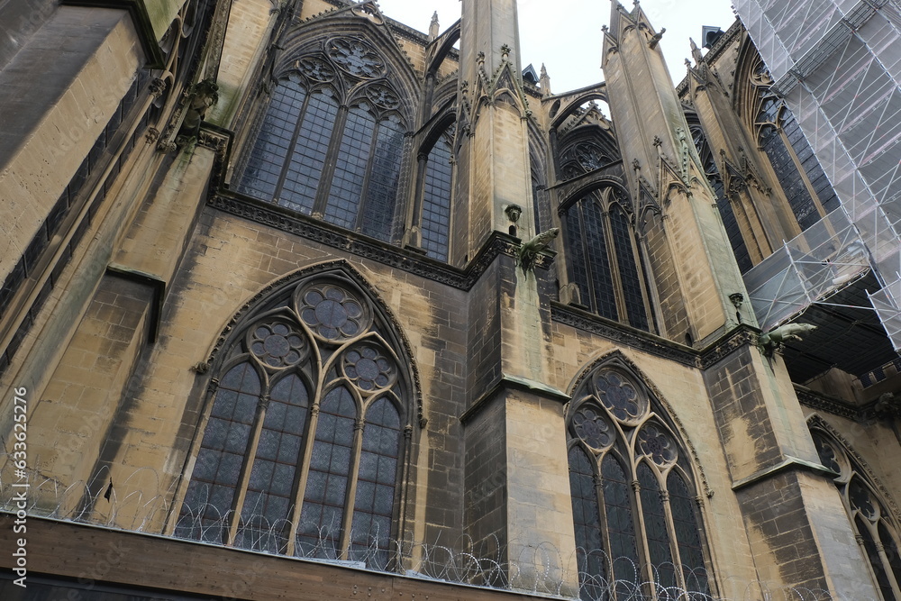 Gothic cathedral of Metz. Facade detail.