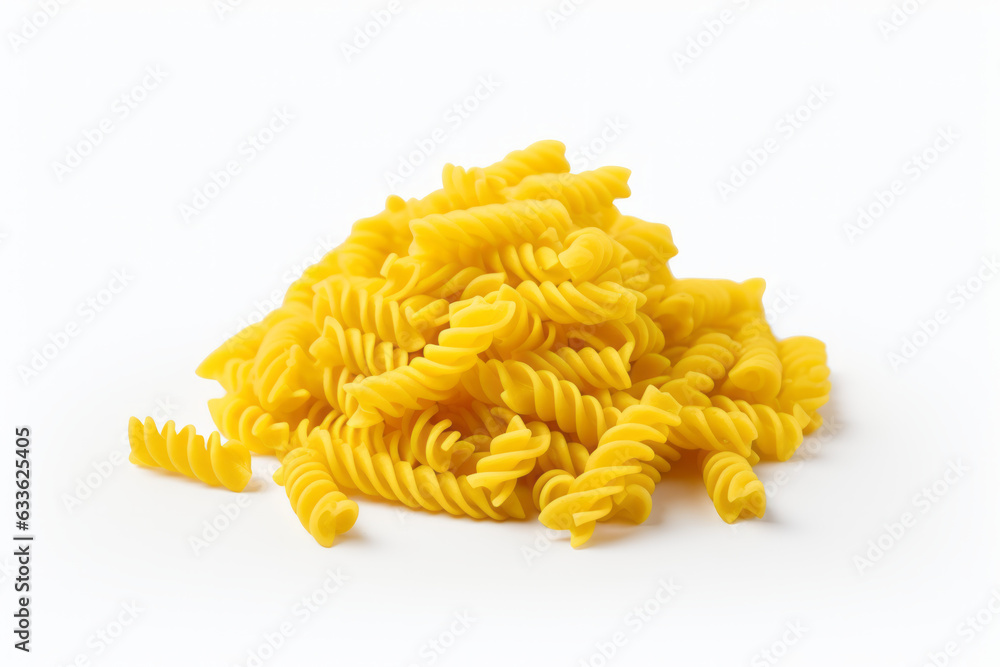 Deliciously Twisted Fusilli Pasta on a Clean White Background Deliciously Twisted Fusilli Pasta on a Clean White Background