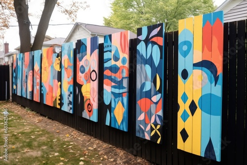 abstract patterns on fence during painting process