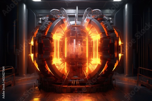 futuristic fusion reactor with vibrant plasma core