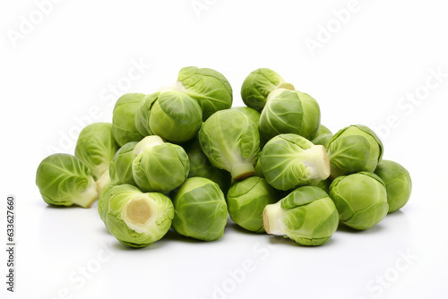 Fresh Brussels Sprouts on White Background