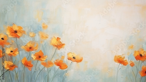 Orange flowers oil paint textured background
