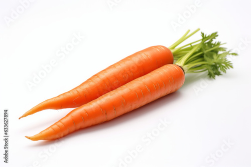 Freshly harvested carrot on a clean white background