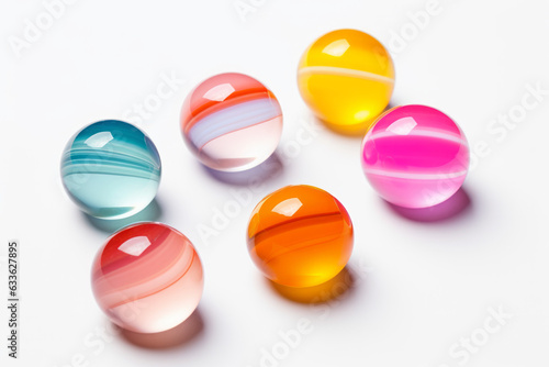 Vibrant collection of Cats Eye marbles on a pristine white background