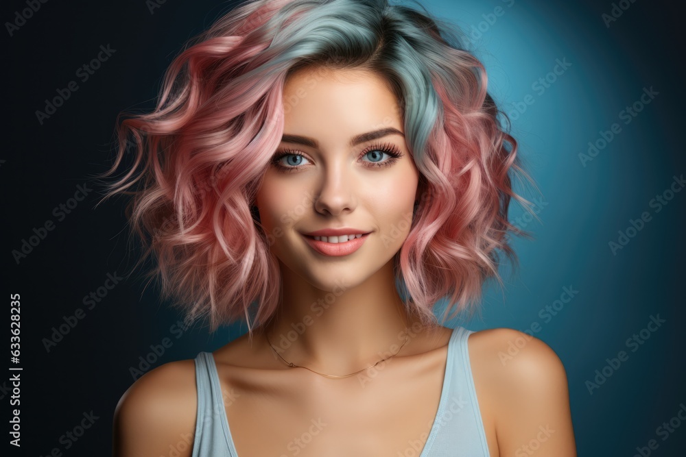 LGBT Girl with short blue hair wants to be kissed - Stock photography concepts LGBT Girl with short blue hair wants to be kissed - Stock photography concepts