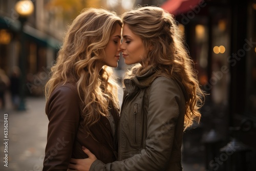 LGBT - Two young women in love kissing eachother passio - Stock photography concepts photo