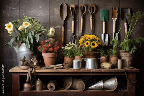 vintage gardening tools and heritage seed packets