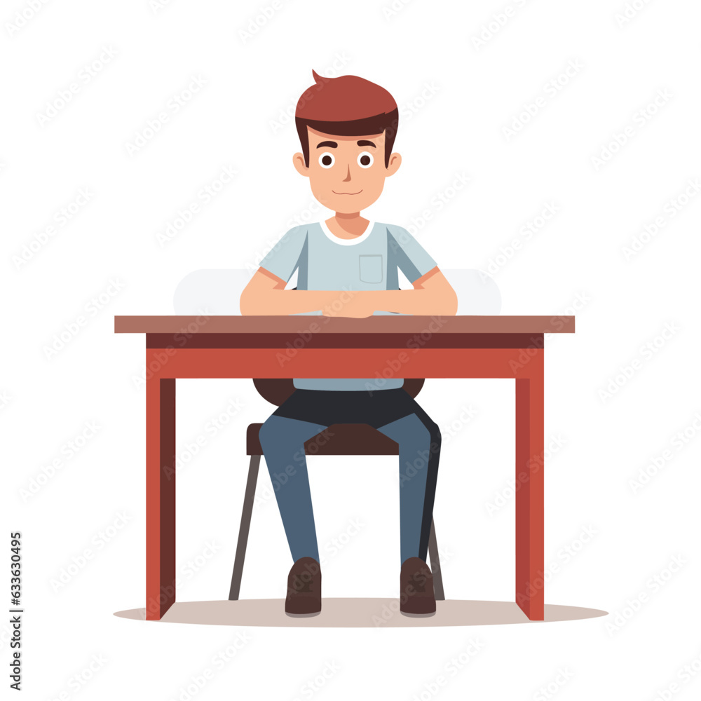 student sitting behind school desk vector flat isolated illustration student sitting behind school desk vector flat isolated illustration