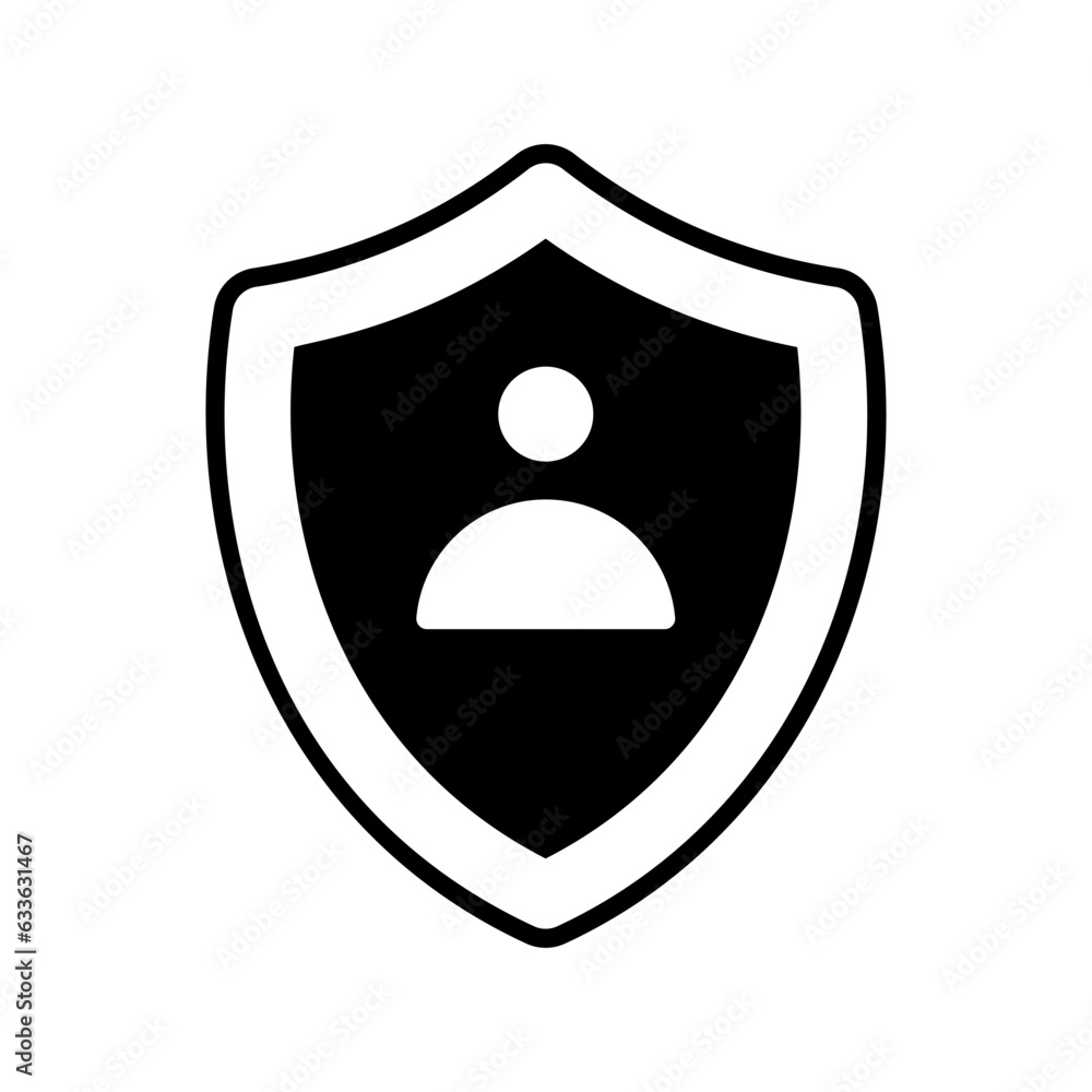 User inside shield, vector of user protection, personal security icon design User inside shield, vector of user protection, personal security icon design