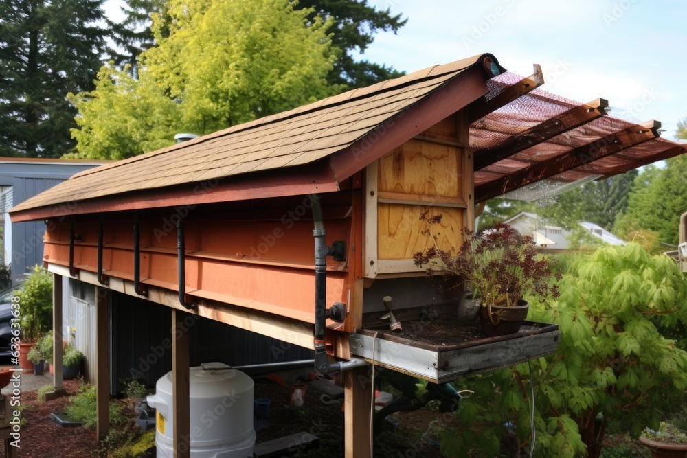 rainwater collection system attached to the coop roof rainwater collection system attached to the coop roof