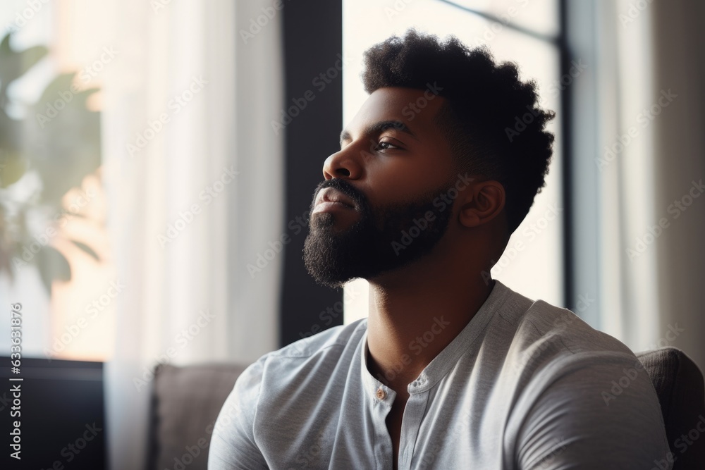 shot of a young man meditating and relaxing at home shot of a young man meditating and relaxing at home
