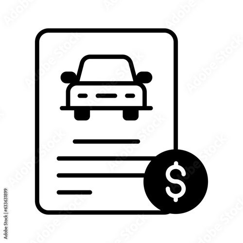 Car loan or vehicle rental concept, Banking statement with lending amount for purchasing automobile