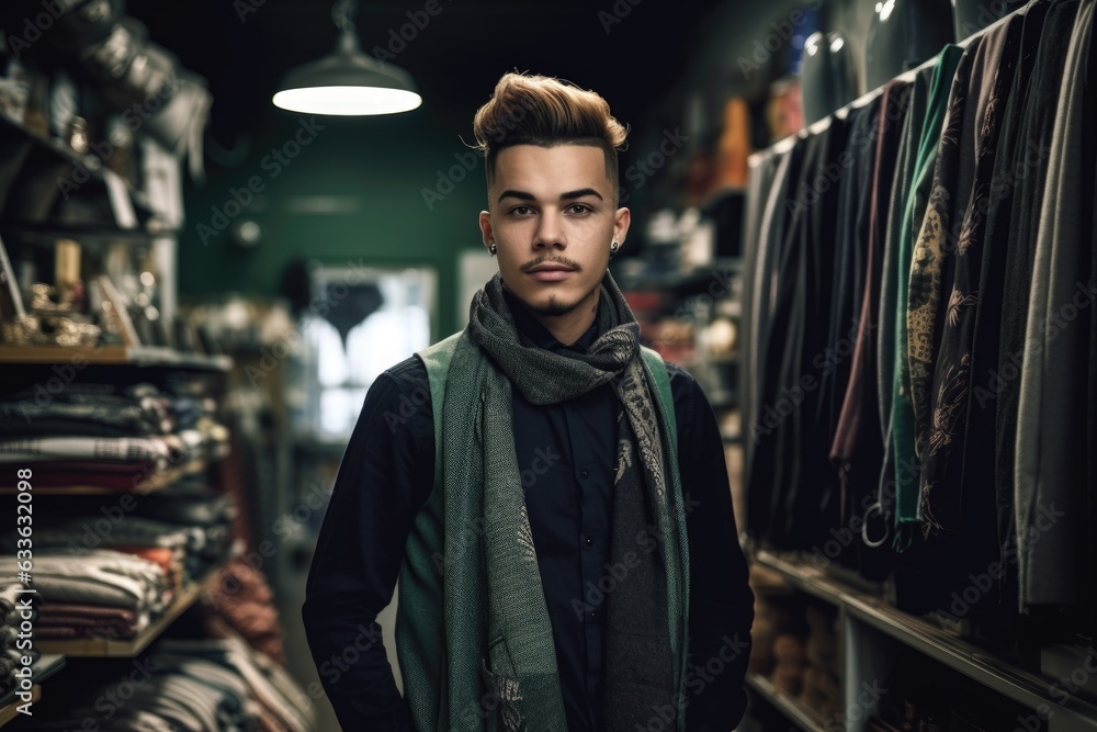 shot of a young man working in a store
