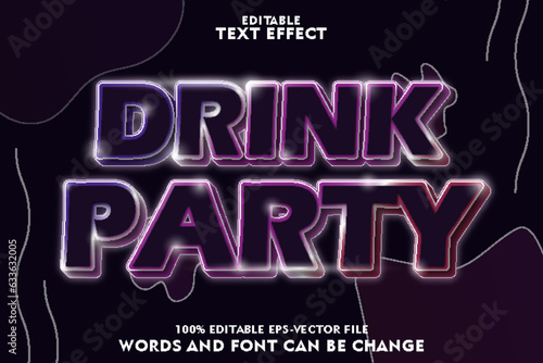 drink party editable text effect emboss modern style