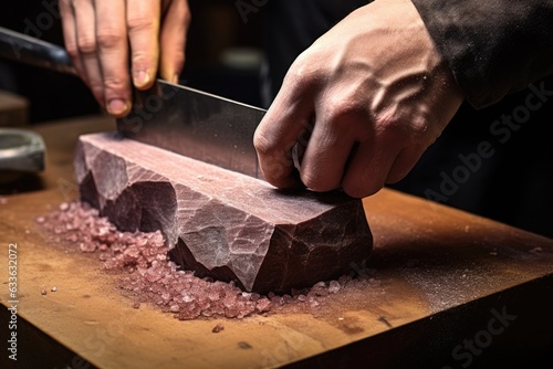 knife sharpening process in different stages