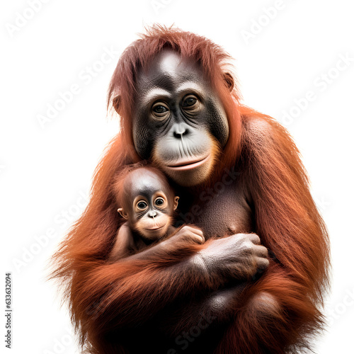 Orang utan sitting isolated on white 