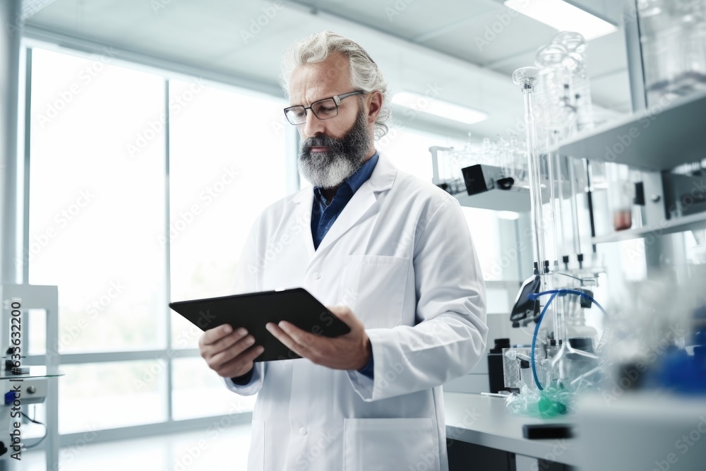 shot of an unrecognizable scientist using a digital tablet in a lab