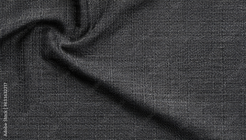 Black linen fabric texture. Black cloth textile background. Draped raw organic cloth black pattern, banner Black linen fabric texture. Black cloth textile background. Draped raw organic cloth black pattern, banner