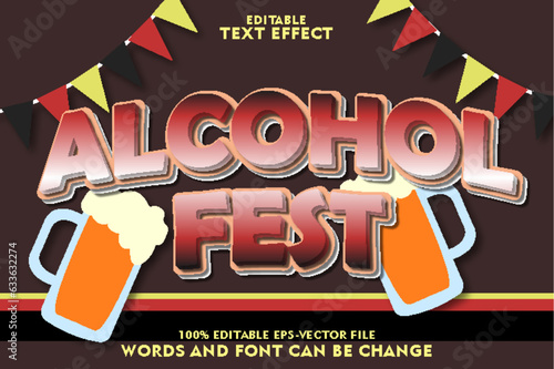 alcohol fest editable text effect emboss modern style
