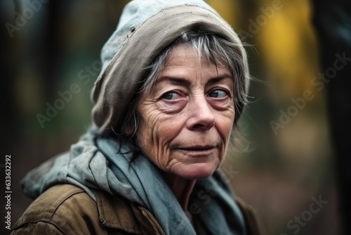 woman, homeless and portrait of a person in a park with sad, hopeless and depressed feeling