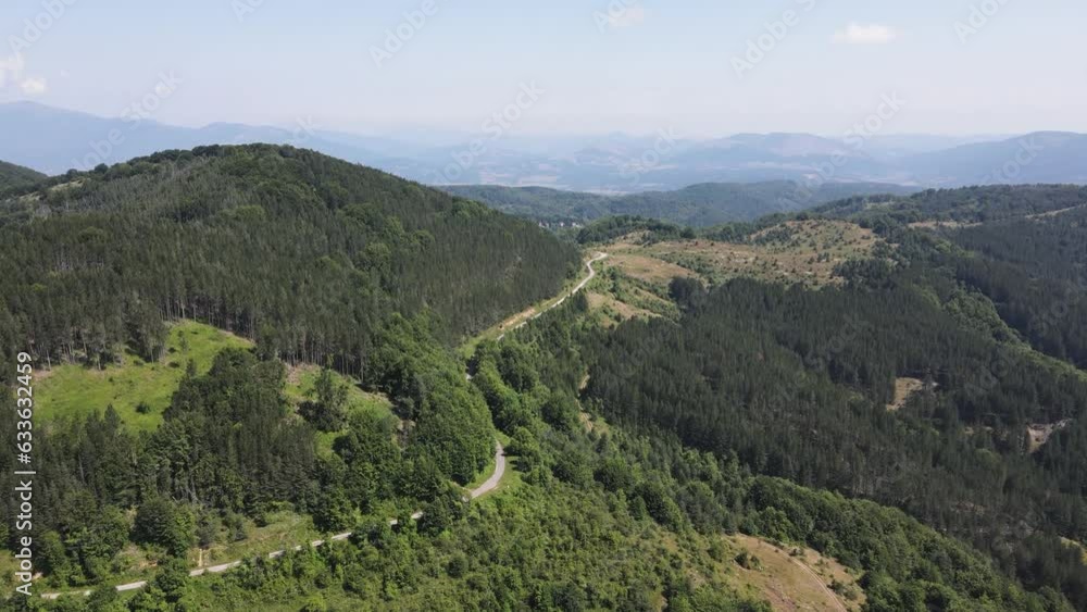 Aerial Summer Landscape of Erul mountain near Kamenititsa peak, Pernik Region, Bulgaria Aerial Summer Landscape of Erul mountain near Kamenititsa peak, Pernik Region, Bulgaria