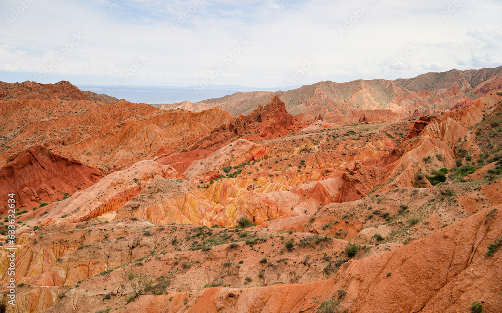 Fairytale canyon Skazka in Kyrgyzstan. Canyon Fairy Tale (Tosor), Issyk-Kul region. Fairytale canyon Skazka in Kyrgyzstan. Canyon Fairy Tale (Tosor), Issyk-Kul region.