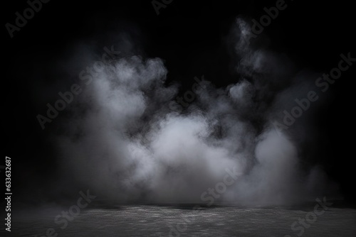 Product Showcase. Classic charm on black background. Abstract white smoke texture on vintage backdrop