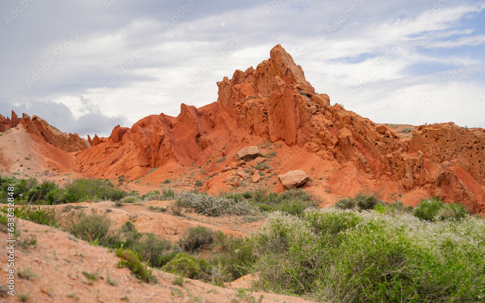 Fairytale canyon Skazka in Kyrgyzstan. Canyon Fairy Tale (Tosor), Issyk-Kul region. Fairytale canyon Skazka in Kyrgyzstan. Canyon Fairy Tale (Tosor), Issyk-Kul region.