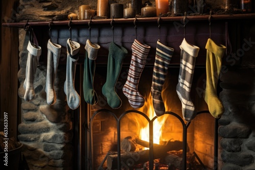 warm socks hanging by the fireplace to dry